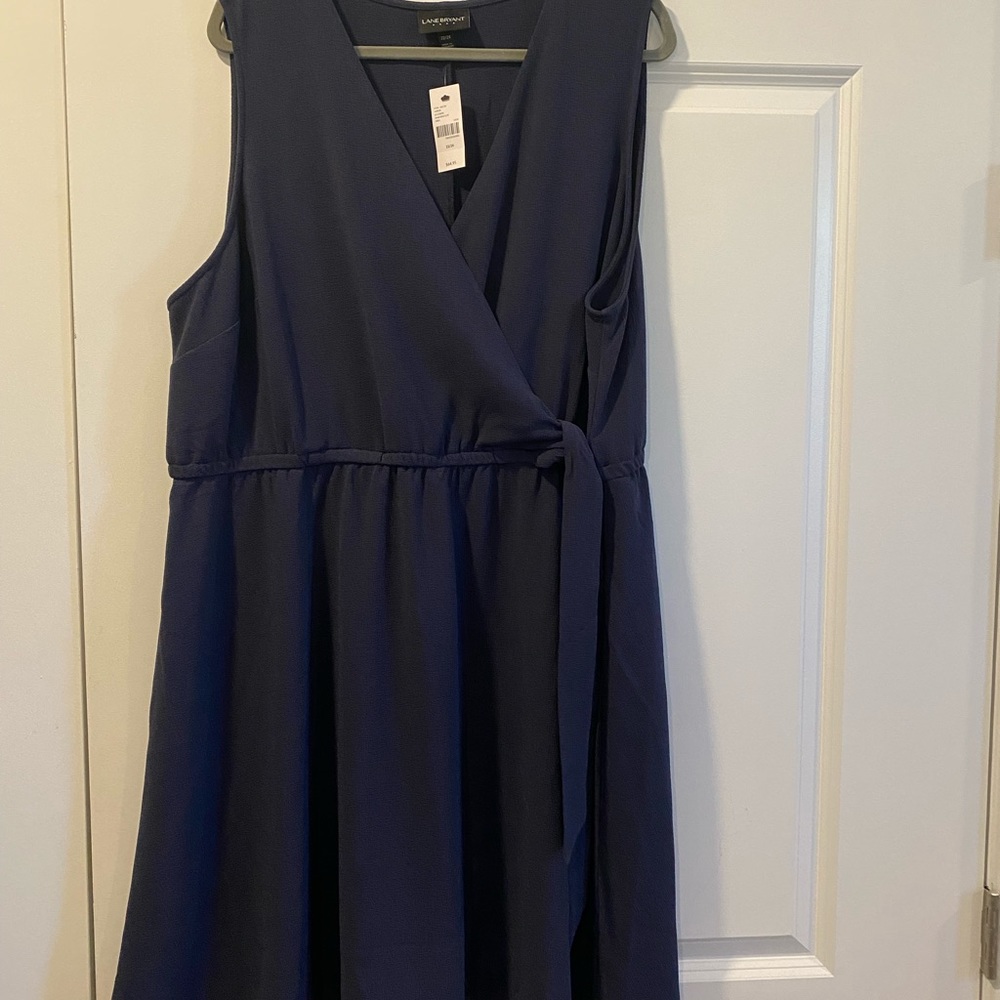 NWT Navy Faux-Wrap, Classic Fit & Flare Style